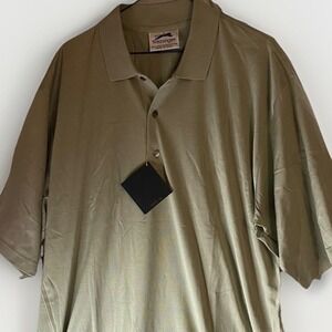 Slazenger Mens XL Mercerized Cotton Polo Shirt Olive Green BMO Logo New